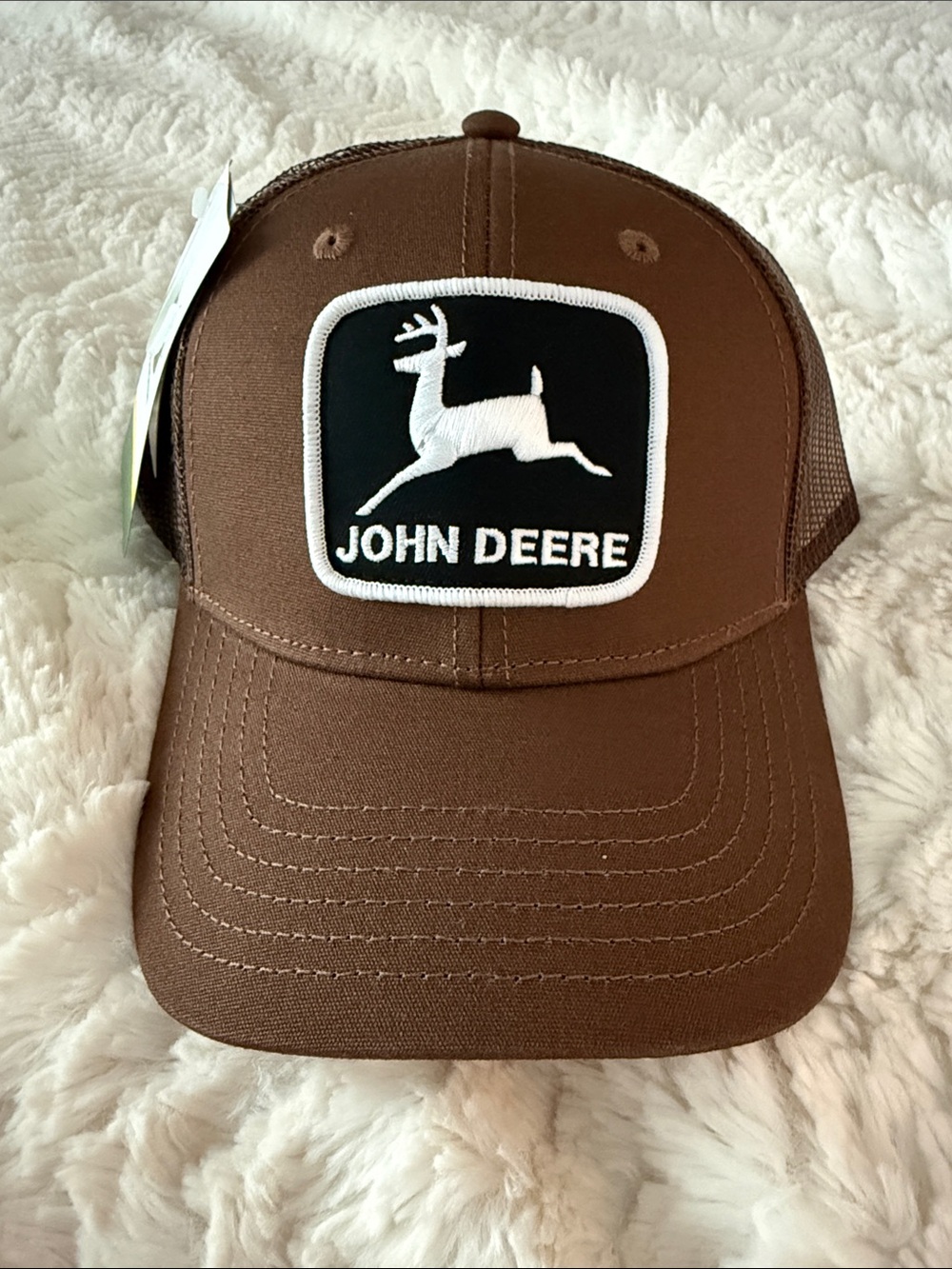 John Deere Brown Cap with Black & White Logo Patch